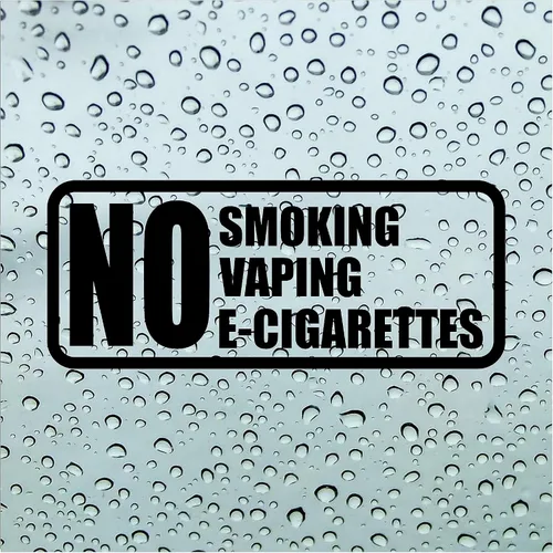 Adhesivo de no fumar y no vapear – No cigarrillos electrónicos (paquete de 2) 7 x 3 pulgadas para automóvil, vehículos, oficina, negocios, hogar,