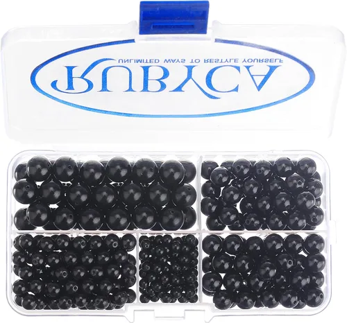 Miniatura 13 de RUBYCA Natural negro lava piedras preciosas redondas sueltas cuentas organizador caja de plástico fabricación de joyas mezcla tamaños