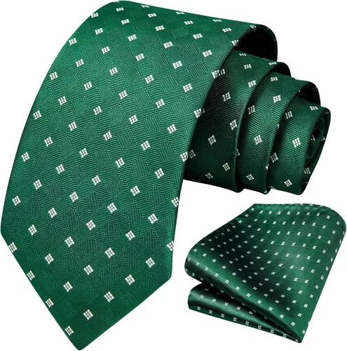 Miniatura 83 de HISDERN Conjunto de corbata a cuadros a cuadros pañuelo tejido clásico formal para hombre corbata y bolsillo cuadrado