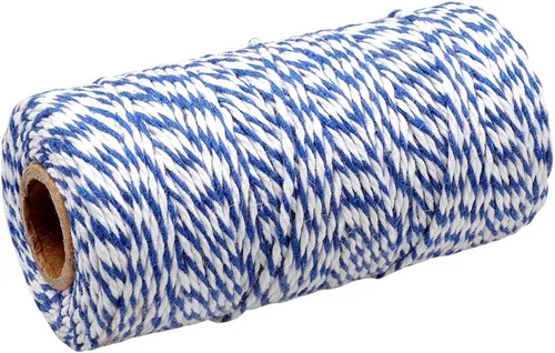 Miniatura 4 de Cordel azul para panaderos de 328 pies, hilo de algodón para manualidades navideñas, color azul oscuro y blanco