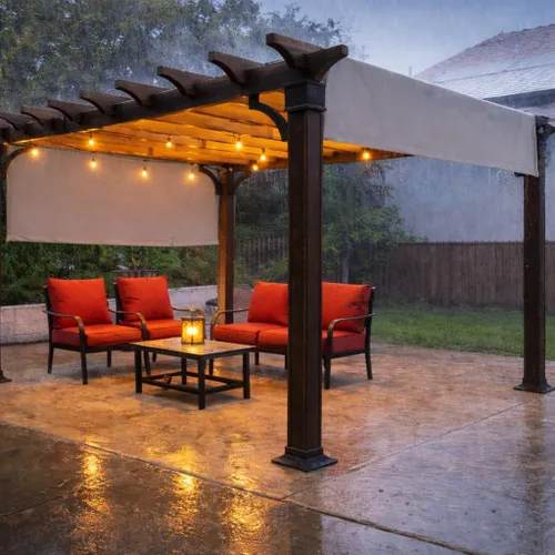 Miniatura 4 de Alion Home Toldo de repuesto universal impermeable con bolsillo para cortinero para pérgola (12 x 6.5 pies, gris)