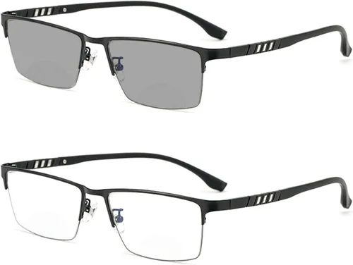 Gafas de lectura bifocales para hombre, lentes fotocromáticas para negocios, marco cómodo, transición, presbicia, UV400