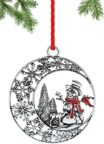 Miniatura 8 de Adorno para árbol de Navidad de metal de peltre sólido 2025, decoraciones colgantes para fiestas, hogar, vacaciones, decoración de Navidad