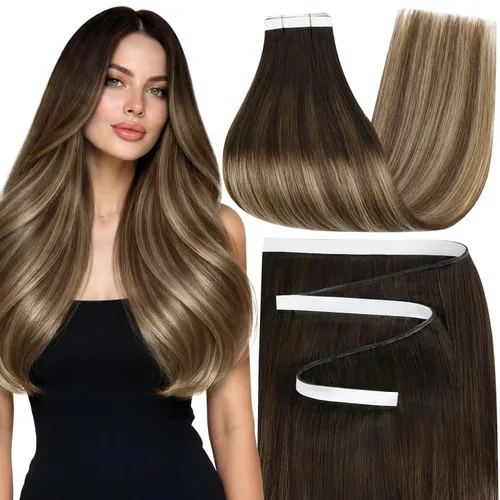 Miniatura 66 de Moresoo Extensiones de cabello humano real con cinta adhesiva, sin costuras, #1 negro azabache, 20 piezas, 1.76 oz (50 g), 24 pulgadas