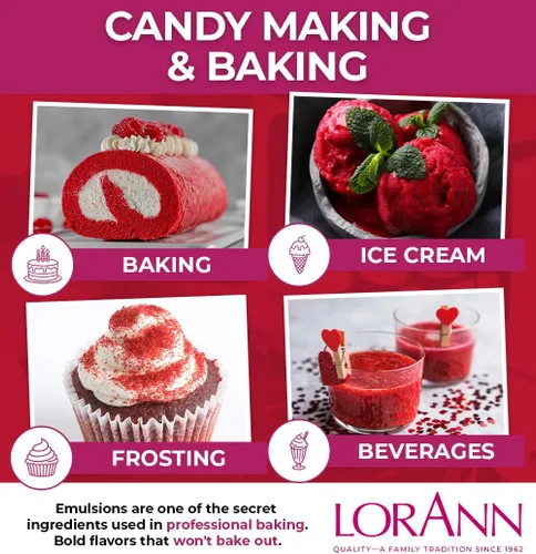 Miniatura 3 de LorAnn Oils. Emulsión de Red Velvet para panadería: Esencia verdadera, ideal para realzar tonos frutales en pasteles, galletas y postres, sin