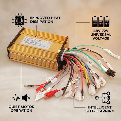 Miniatura 3 de Motor de velocidad, 48 V, 60 V, 64 V, 72 V, 84 V, controlador universal sin escobillas de 3 modos Sinusoide 12 tubos apto para scooter eléctrico