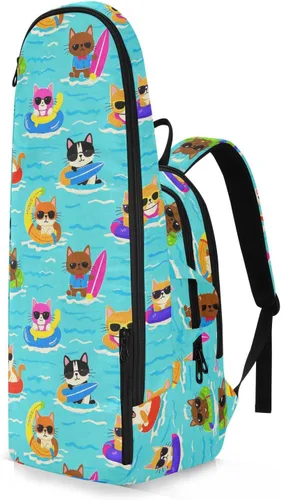 Miniatura 2 de Tenni Badminton Racket Bag Cute Sturdy Cat Dog Swim Summer Blue Cartoon 3 Rackets Badminton Bag Case for Women, Men, Teenagers bolso para raqueta