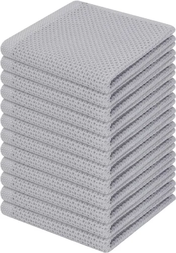 Miniatura 303 de Homaxy Paños de cocina de 100% algodón con tejido de gofre, ultra suaves, absorbentes, de secado rápido, 12 x 12 pulgadas, paquete de 6, amarillo