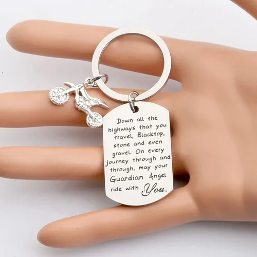 Miniatura 11 de FUSTMW Llavero de motociclista, regalo de motocicleta, llavero seguro para que tu ángel guardián viaje contigo, nuevo regalo para motociclista