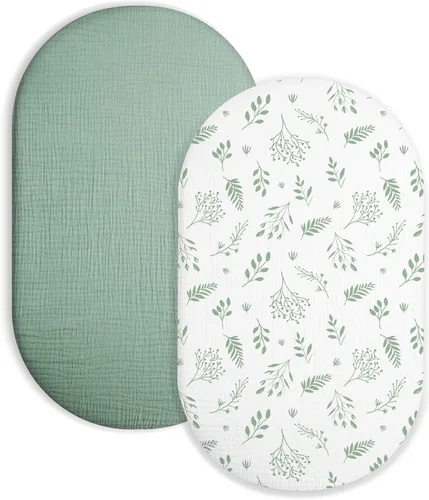 Miniatura 9 de Sábana de moisés para bebé niño y niña, sábanas ajustadas para colchón de moisés rectangular, ovalado, de reloj de arena, sábanas de cesta de Moisés