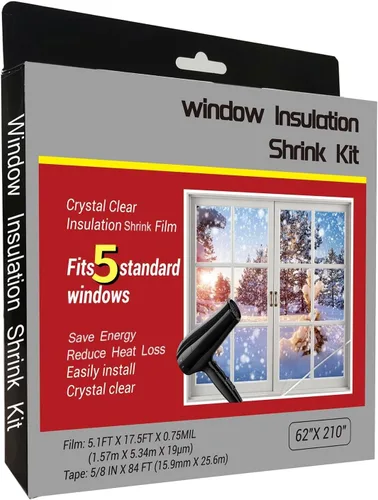 Kit de película aislante para ventana FonsBleaudy para mantener el frío fuera Kit de película retráctil aislante para ventana (para 5 ventanas)