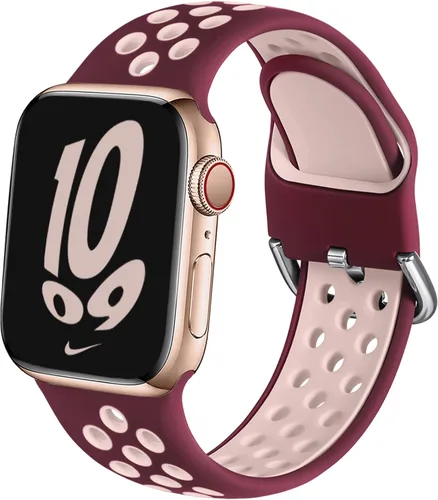 Miniatura 14 de Correa deportiva compatible con Apple Watch 42mm 44mm 45mm 46mm 49mm 38mm 40mm 41mm para mujeres y hombres, correa de repuesto transpirable de Negro