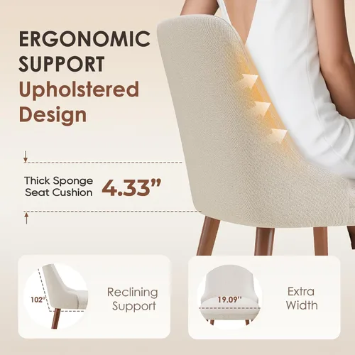 Miniatura 3 de MALOL Juego de 4 sillas de comedor tapizadas con patas de madera, sillas de cocina acolchadas con respaldo alto para comedor, restaurante y Beige-New
