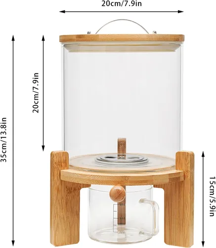 Miniatura 4 de AngelcityCC Recipiente de harina y cereales, dispensador de arroz de vidrio de 5 litros para organización de cocina y despensa, con tapa hermética