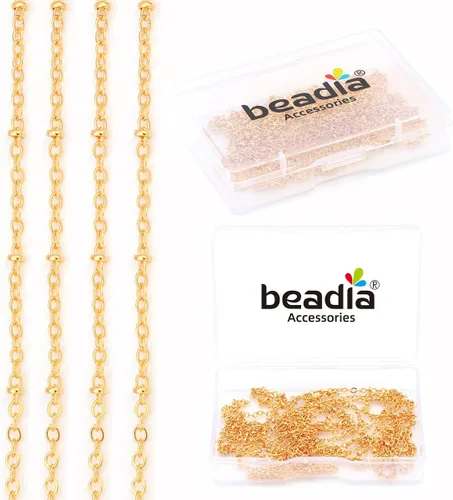 Miniatura 11 de Beadia - Cadenas ovales bañadas en oro de 18 quilates de 5 mm y 1 metro para la fabricación de joyas Cadena ovalada O