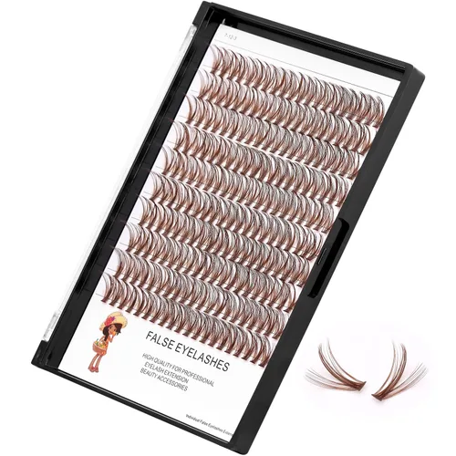 Miniatura 2 de Bandeja grande de 0.39 a 0.78 pulgadas para elegir 20 raíces, extensiones de pestañas de ojos de color marrón, pestañas postizas individuales