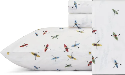 Miniatura 39 de Eddie Bauer - Sábanas tamaño Queen, juego de ropa de cama de percal de algodón, decoración del hogar crujiente y fresca (Canoe Lake Paddle, Queen)