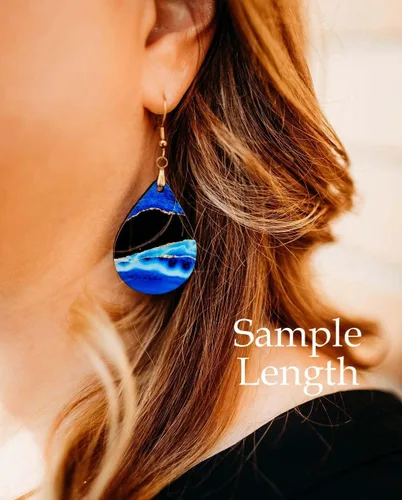 Miniatura 13 de Dangle Earrings for Women Colorful Dangling Drop Statement Jewelry Printed MDF Wood Teardrop Double Side Print Handmade by The Painted Pug