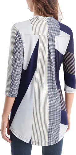 Miniatura 4 de Baishenggt - Blusa para mujer, con manga34, estampado floral, cuello en V con muesca, tipo túnica