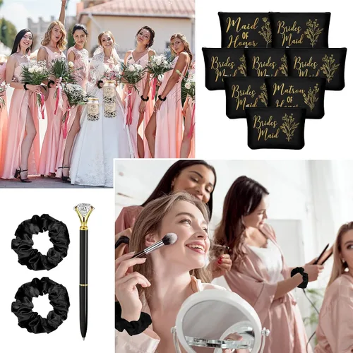 Miniatura 7 de Irenare Juego de 8 piezas de 48 piezas de regalos de dama de honor, regalos de dama de honor, vasos de vidrio de 16 onzas, bolsas de maquillaje
