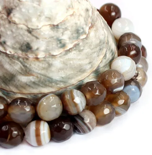 Miniatura 3 de Joyería Artesanía Natural 6 8 10 0.472 in redondo facetado ágata piedras preciosas sueltas DIY hilo 15" (0.236 in, ágata de ónix negro)