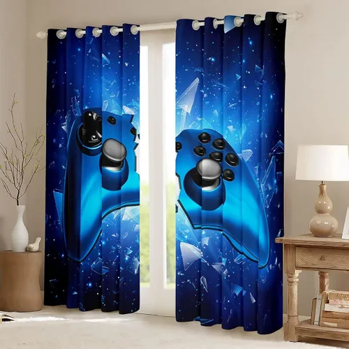 Miniatura 2 de Feelyou - Cortinas térmicas aisladas para dormitorio de niños, diseño de videojuegos, cortinas para ventana con controlador de juego roto, Multi 29