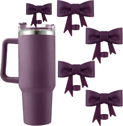 Miniatura 43 de 6 piezas de cubiertas de pajita de silicona para vasos Stanley de 40/30 oz 10 mm (0.4 pulg) cubiertas de pajita a prueba de polvo con diseño
