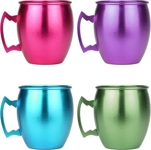 Miniatura 9 de ARORA Moscow Mule - Juego de 4 tazas de aluminio martilladas hechas a mano para bebidas de cóctel, bar de cerveza, regalos de fiesta, color cobre
