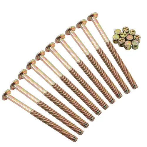 Miniatura 8 de Juego de 10 piezas de tornillos M6 x 100 mm de cabeza plana hexagonal con enchufe - Perfecto para accesorios de cama de madre y bebé - Galvanizado