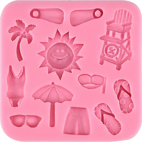 Miniatura 6 de Funshowcase Molde de silicona para decoración de pasteles de vacaciones en la playa, decoración de pasteles de fondant, decoración de cupcakes, 634