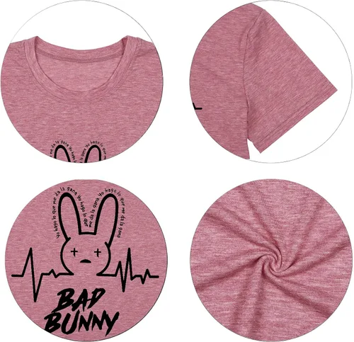 Miniatura 5 de SFHFY Camiseta de conejo para mujer, divertida camiseta con gráfico de conejo, camiseta de Pascua con diseño de hip hop, camiseta de Pascua