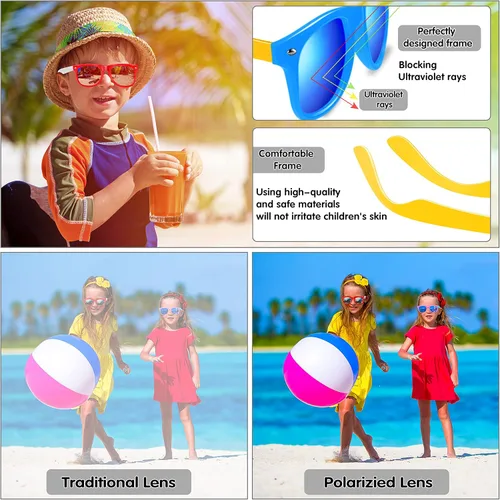 Miniatura 7 de GINMIC Gafas de sol para niños, regalos de fiesta a granel, paquete de 12 unidades, regalos para el día de San Valentín, protección UV 400, lentes