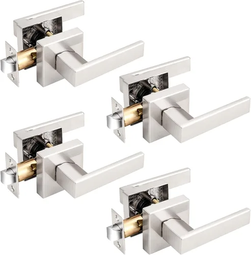 Miniatura 148 de Probrico Paquete de 4 manijas de puerta simuladas en negro mate, manijas interiores que no giran, manijas reversibles resistentes para interiores