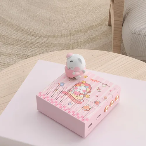 Miniatura 6 de ICARER - Altavoz pequeño inalámbrico, altavoz Bluetooth de animales Kawaii con tiempo de reproducción de 20 horas y tarjeta TF, caja de música