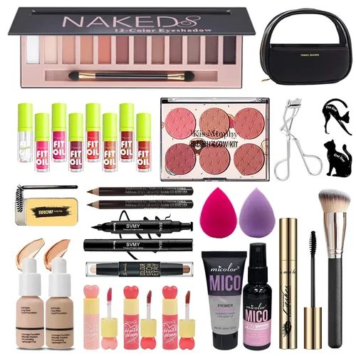 Kit de maquillaje completo todo en uno para mujeres, juego de maquillaje para mujeres y principiantes, sombra de ojos, base, lápiz labial,