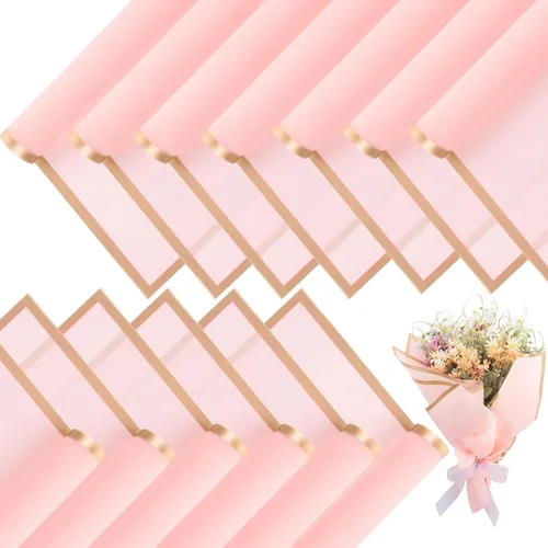 Yahenda 420 hojas de papel de regalo de flores: papel de ramo de flores de 23 x 23 pulgadas con borde dorado, estilo coreano, para boda, despedida