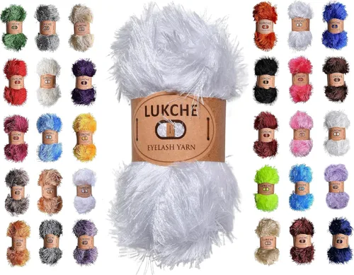 Miniatura 55 de Hilo de Pelo de Pestañas de Diversión de Lana de Felpa Premium 100% Poliéster 164 Yardas (150 Mt), 3.53 Oz (100 Gr) Hilo de Crochet Colorido DIY