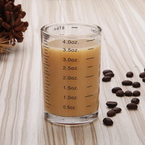 Miniatura 2 de BCnmviku Vaso medidor, vaso de chupito, 4 onzas/4.1 fl oz, líquido pesado, vaso de vidrio de alta expreso, línea negra (1, negro)