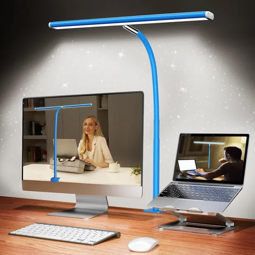 Miniatura 8 de Airlonv Lámpara de escritorio LED para oficina y hogar, luz de escritorio con atenuación continua ajustable y cuello de cisne flexible, lámpara