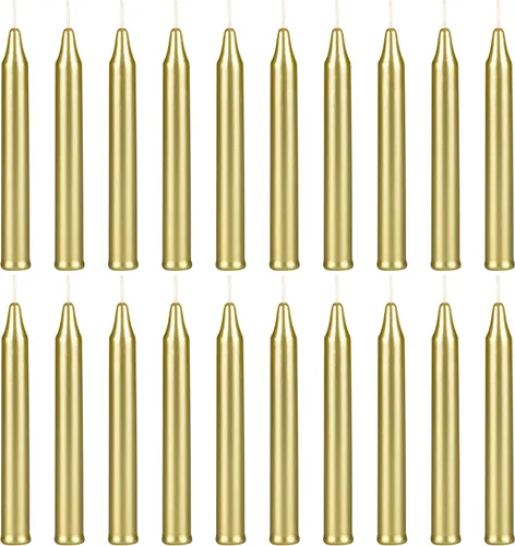 Miniatura 44 de MEGA CANDLES 20 piezas de velas cónicas mini sin perfume amarillas exquisitas, 10 cm de alto x 1 cm de diámetro, Campanas Mágicas, Encantamiento