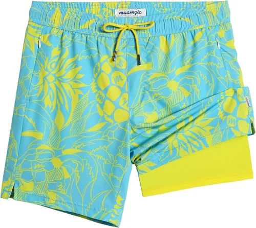 Miniatura 22 de maamgic Traje de Baño para Hombre 2 en 1, Pantalones Cortos de Natación de 17.8 cm para Hombre, Trajes de Baño, Pantalones Cortos de Tabla