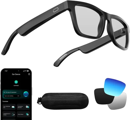 Miniatura 9 de Lentes inteligentes para hombres y mujeres, con GPT de chat, gafas de traducción Bluetooth AI con 164 idiomas, lente azul, lente de cambio