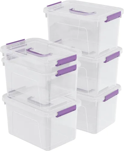 Miniatura 9 de Sandmovie Caja de almacenamiento de plástico transparente de 12 cuartos de galón, 6 paquetes