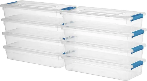 Miniatura 11 de novelinks Contenedores de almacenamiento apilables transparentes con tapa, cajas de almacenamiento de plástico duradero para oficina en casa