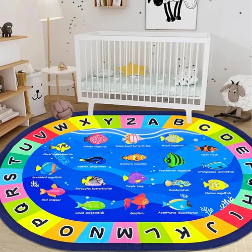 Miniatura 27 de USTIDE Alfombra ovalada para niños, 5 x 7 pulgadas, con letras del alfabeto ABC, alfombra educativa antideslizante, alfombra de juego para el aula