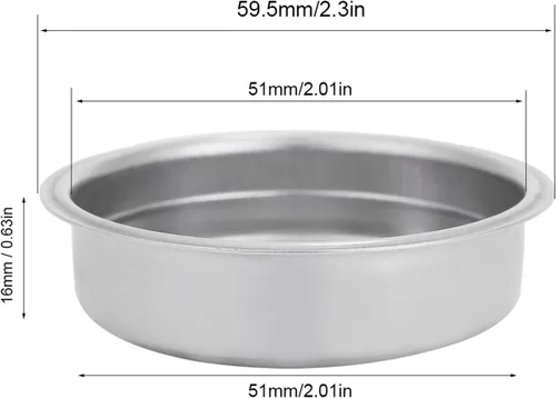 Miniatura 5 de Cesta de filtro de café ultrafina de acero inoxidable de doble capa, filtro poroso presurizado de 2.008 in, accesorios de repuesto para cafetera