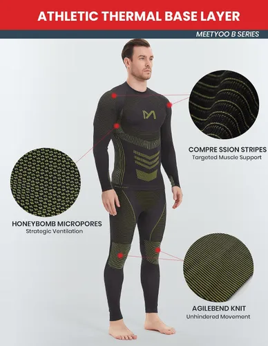 Miniatura 4 de MEETYOO Ropa interior térmica para hombre, equipo de invierno, largo, capa base, conjunto superior e inferior para esquiar y correr