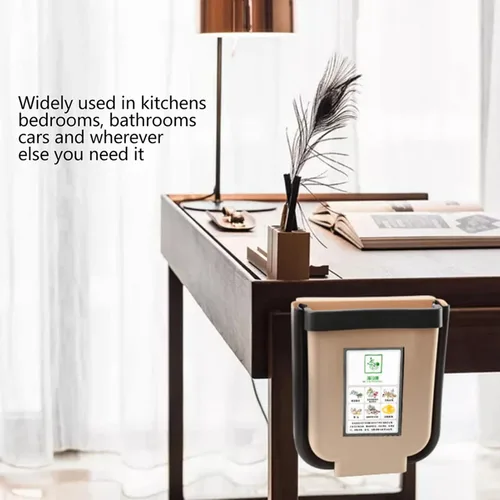 Miniatura 2 de CHICIRIS Basurero plegable para cocina, cubo de basura colgante de cocina, cubo de basura plegable de plástico de 9 litros con soporte de fijación