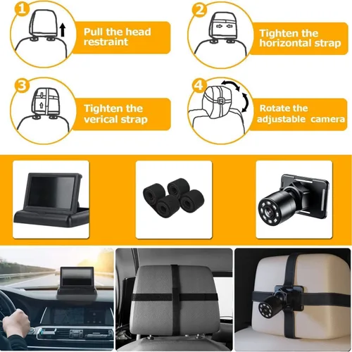 Miniatura 6 de Itomoro Espejo de coche para bebé, vista infantil en asiento trasero con amplia visión cristalina, USB fácil instalar monitor de coche de bebé 1080p