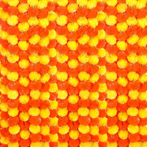 Miniatura 8 de Tigeen 60 guirnaldas de caléndula para decoración de 4 pies, flores artificiales de caléndula para decoración de manto, flores de caléndula india